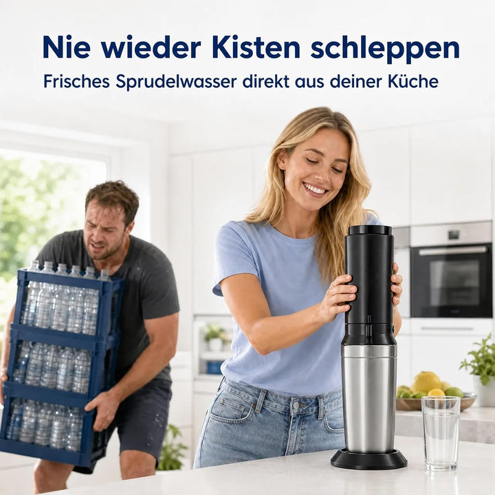 Wassersprudler Crystal Spar-Set mit 2kg CO2 | Flasche 400L statt 60 L, optimal für Familien und Büro