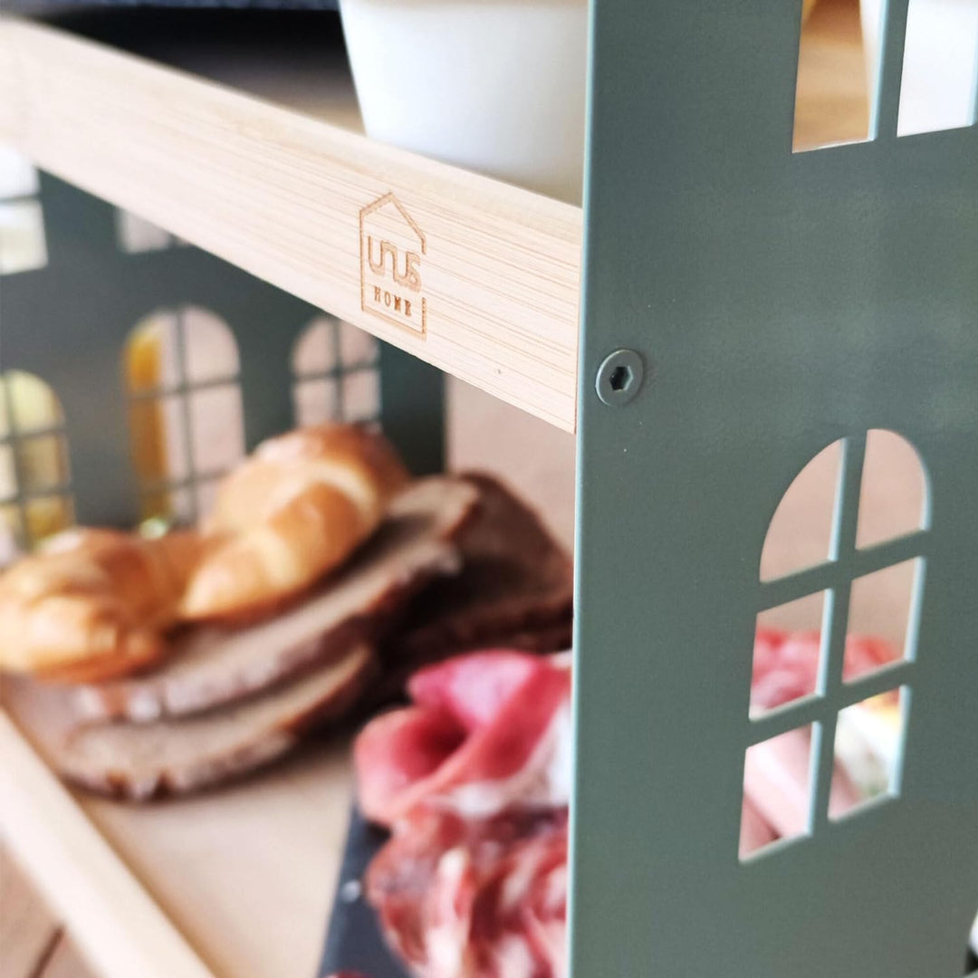 UNUS HOME Etagere Frühstücksbuffet, 2 Etagen mit Griff, für Frühstück, Obst, Wurst und Käse, Tablett