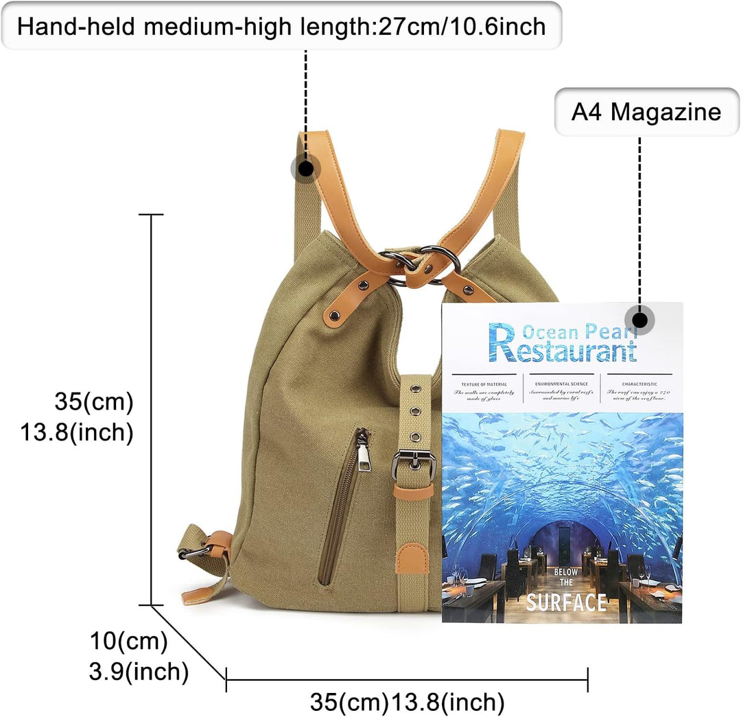 KONO Henkeltaschen Canvas Rucksack Damen Gross Handtaschen Anti Diebstahl Taschen Shopper Schulterta