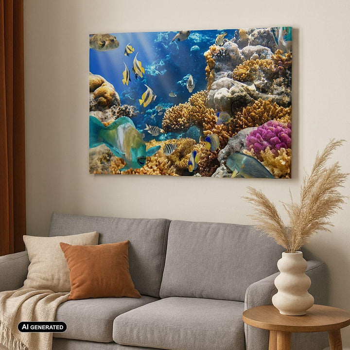 Bilder auf Leinwand Korallenriff Ozean Krabbe Fisch Leinwandbild 70x50cm Wandbilder Dekoration Wohnz