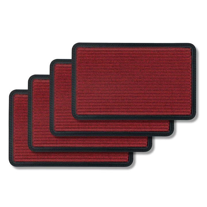 Carpido Fussmatte Aussen & Innen - 4er Set 40x60 cm - Rot Linien - Sauberlauf Türmatte rutschfest -