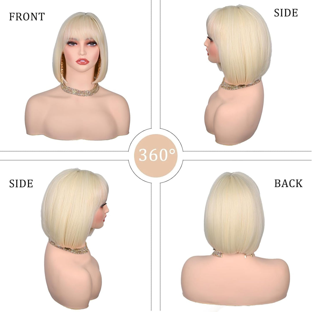 YEESHEDO Short Bob Wig with Bangs 12" Synthetic Straight Carnival Costume Party Cosplay Christmas Ha