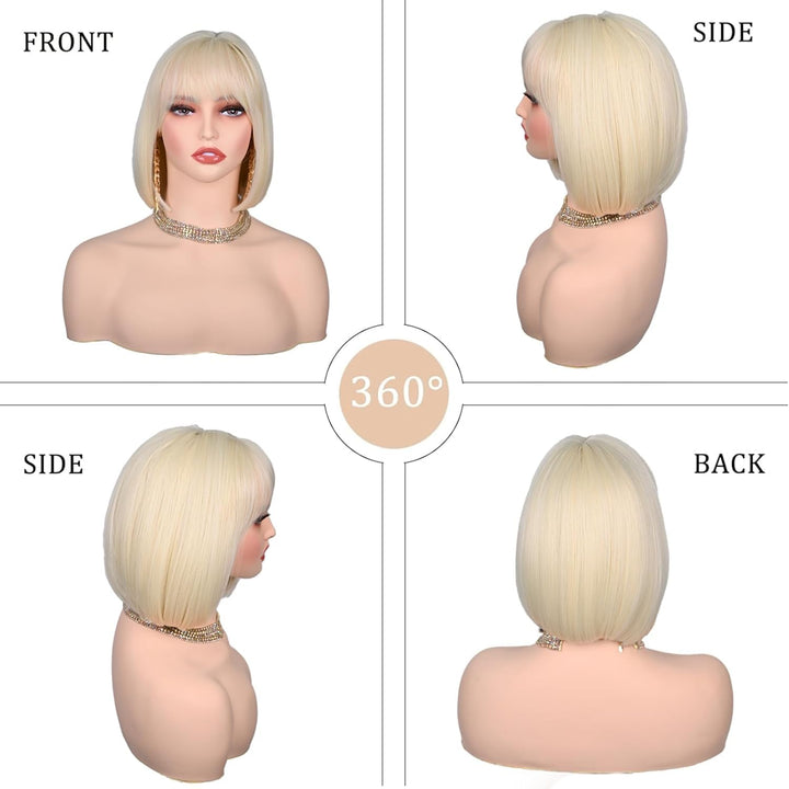 YEESHEDO Short Bob Wig with Bangs 12" Synthetic Straight Carnival Costume Party Cosplay Christmas Ha