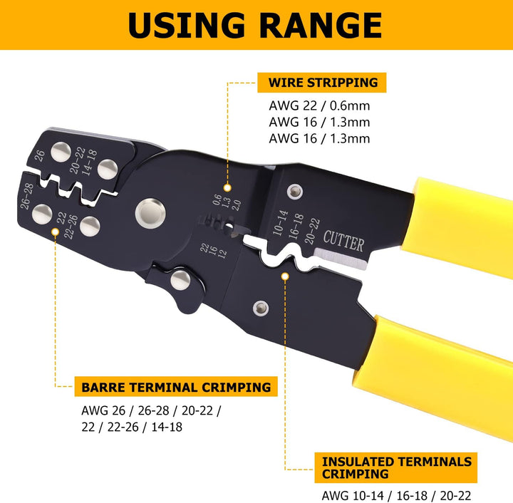 Flytuo Crimpzangen-Set mit Drahtabisolierer und Kabelschneider - 4 austauschbare Schneidesätze für i