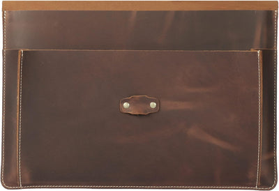 Londo Real Grain Leather MacBook Pro Case with Front Pocket & Flap Closure (Zimt, 15-16 Zoll), OTTO5