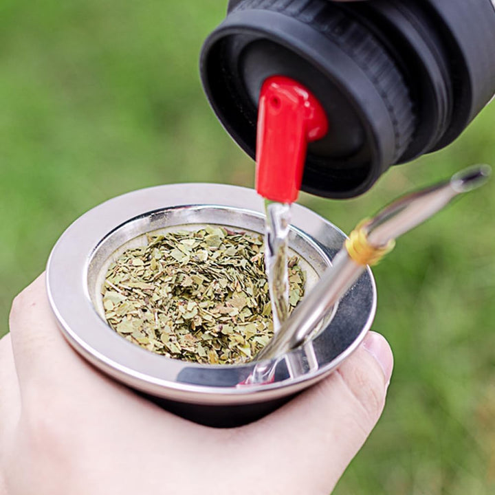 Argentinische Yerba Mate Tasse mit Keramik-Futter, Strohhalm, Tee-Kalabass, Tasse, eine Bombilla Mat