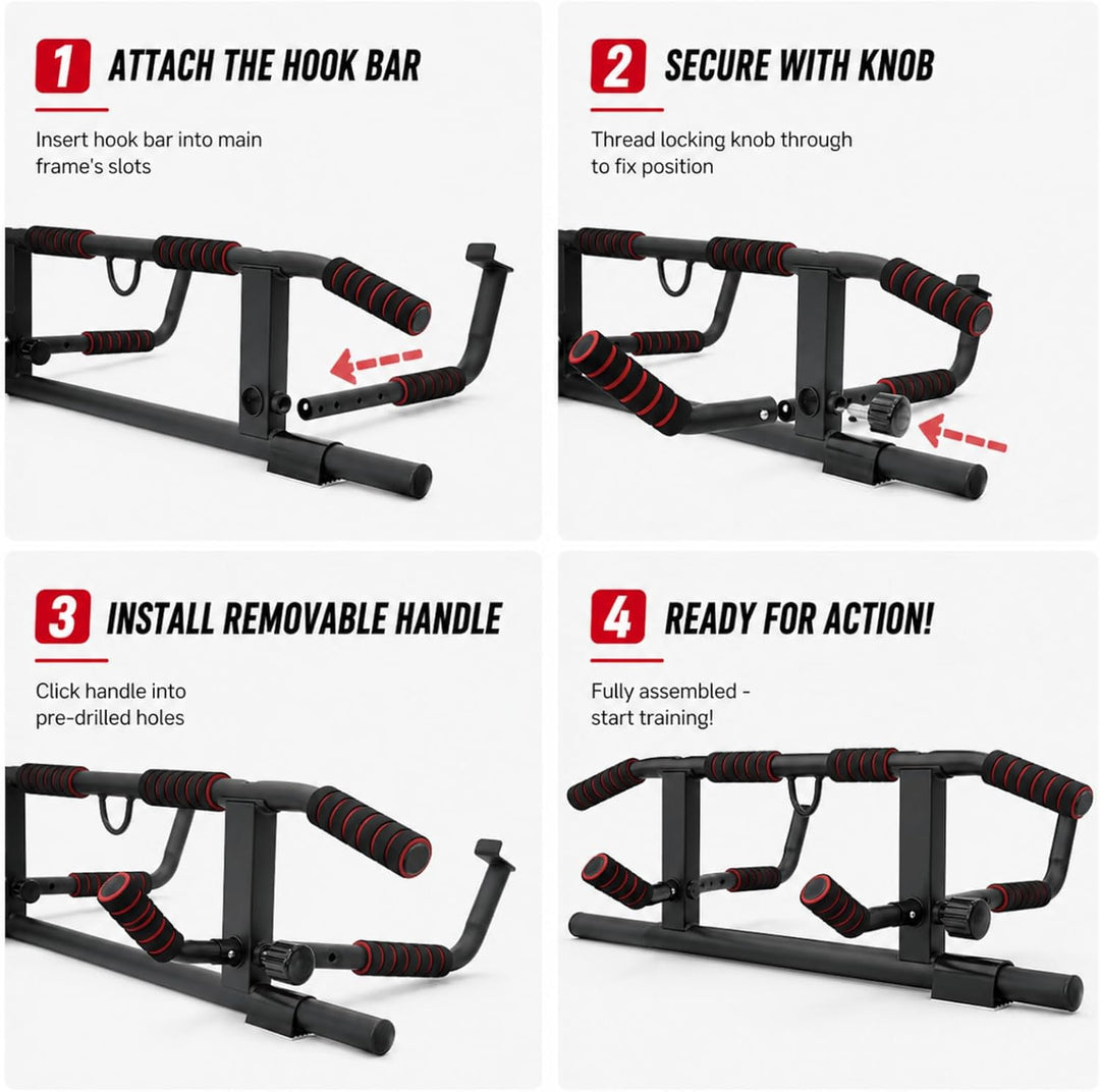 Klimmzugstange Türrahmen Ohne Schrauben, Pull Up Bar Door Frame mit Mehreren Griffpositionen für Vie