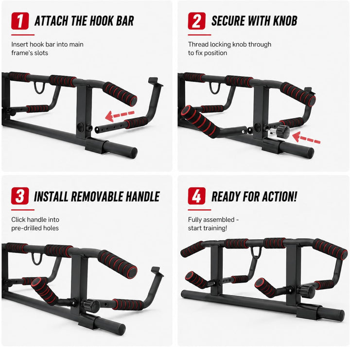 Klimmzugstange Türrahmen Ohne Schrauben, Pull Up Bar Door Frame mit Mehreren Griffpositionen für Vie