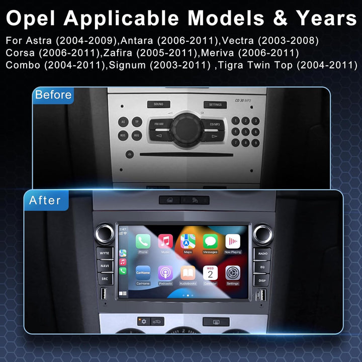 Autoradio für Opel Corsa C D(2006-2011) mit Android Auto &amp; CarPlay | Car Radio für Astra H Zafira Me