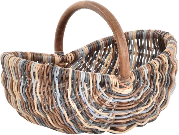 Einkaufskorb/Bügelkorb/Shopper aus echtem Rattan, Henkel- Trage-Korb leicht und stabil (Mehrfarbig (