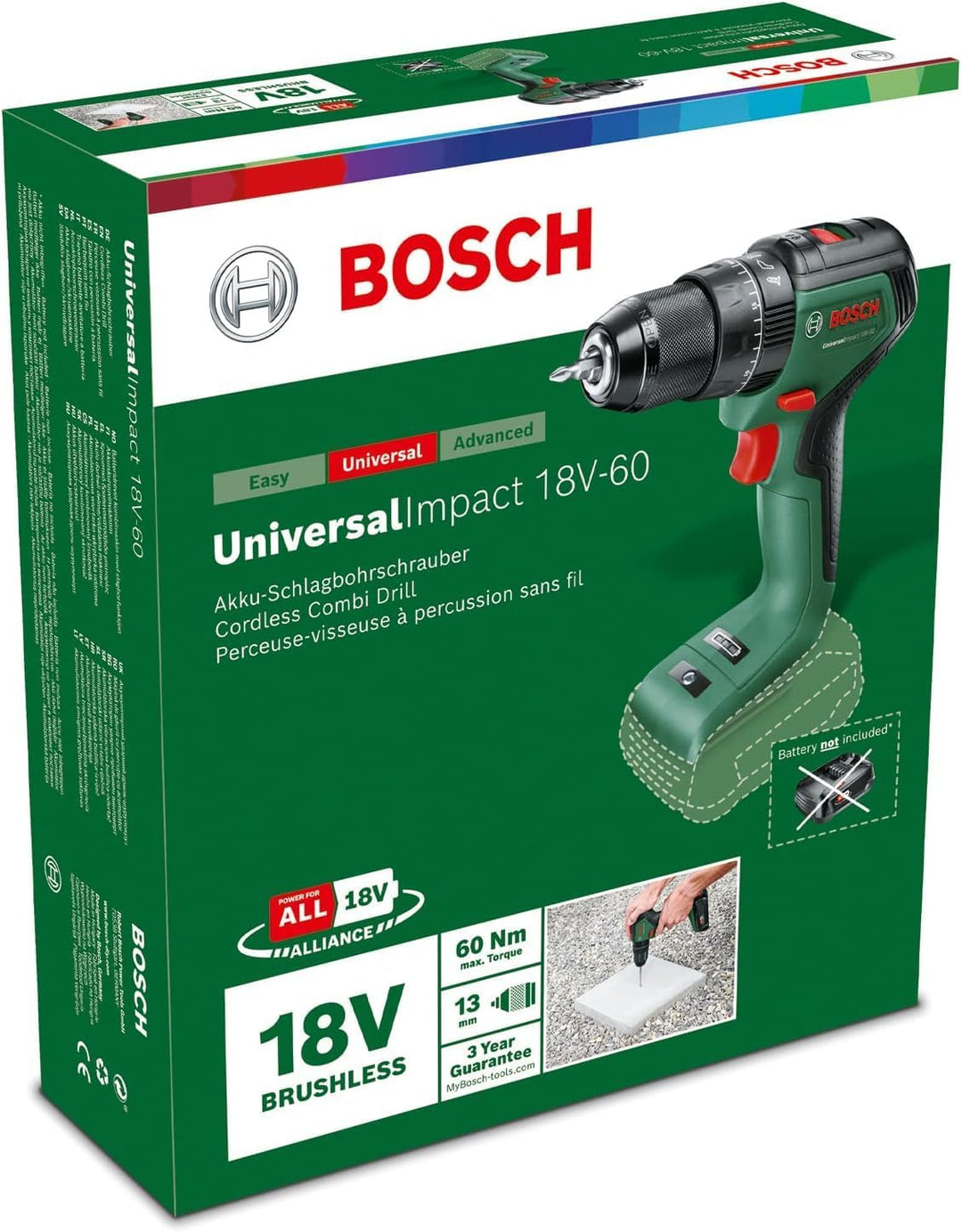Bosch Home and Garden Bosch Akku Schlagbohrschrauber UniversalImpact 18V-60 (ohne Akku, 18 Volt Syst