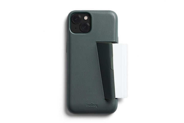 Bellroy Phone Case – 3 Card für iPhone 15 Plus (Leder-iPhone-Hülle, Handy-Geldbörse) - Everglade, Ev