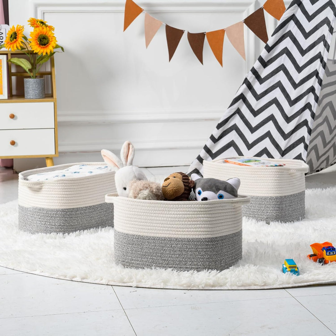 Baumwollseil gewebter Aufbewahrungskorb, verwendet für Baby Hamper Spielzeug Organizer, Geschenkkörb