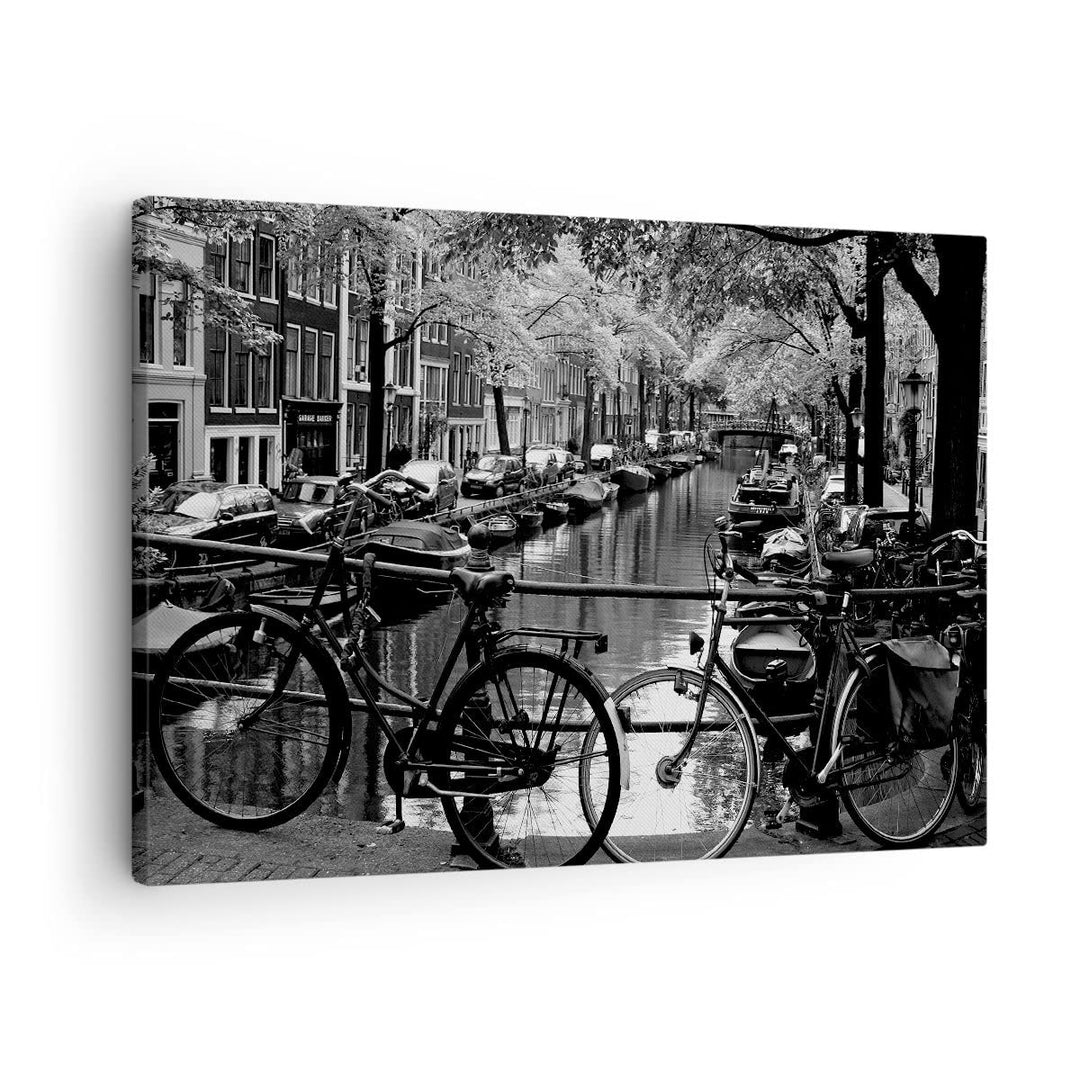 Bilder auf Leinwand Holland Kanal Leinwandbild mit Rahmen 70x50cm Wandbilder Dekoration Wohnzimmer S
