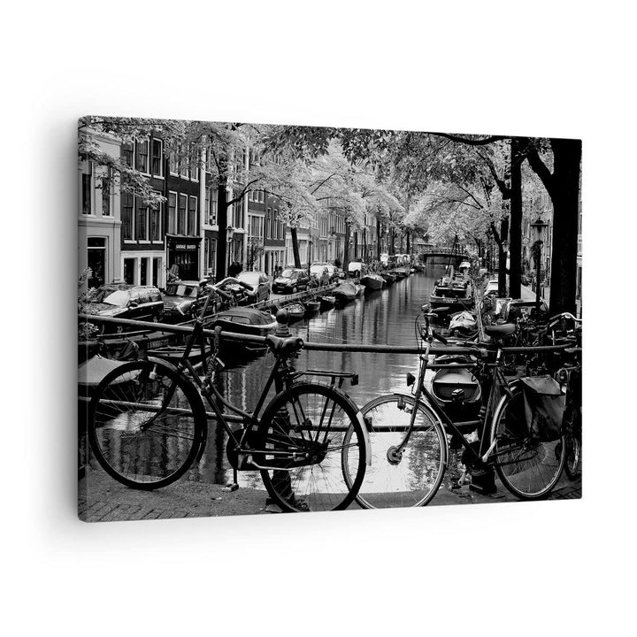 Bilder auf Leinwand Holland Kanal Leinwandbild mit Rahmen 70x50cm Wandbilder Dekoration Wohnzimmer S