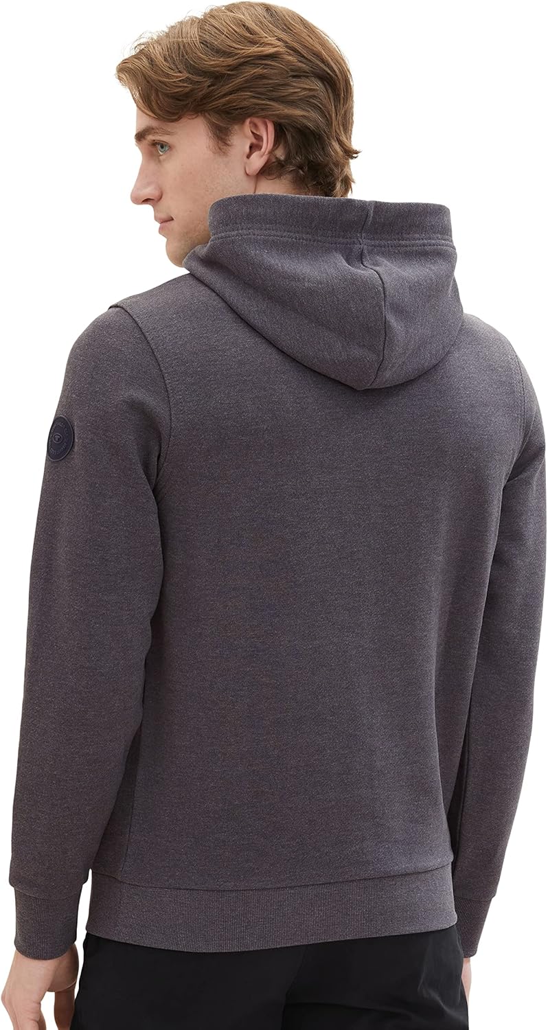 TOM TAILOR Herren Sweatshirt Hoodie mit Logo-Print XL 11086-dark Grey Melange, XL 11086-dark Grey Me