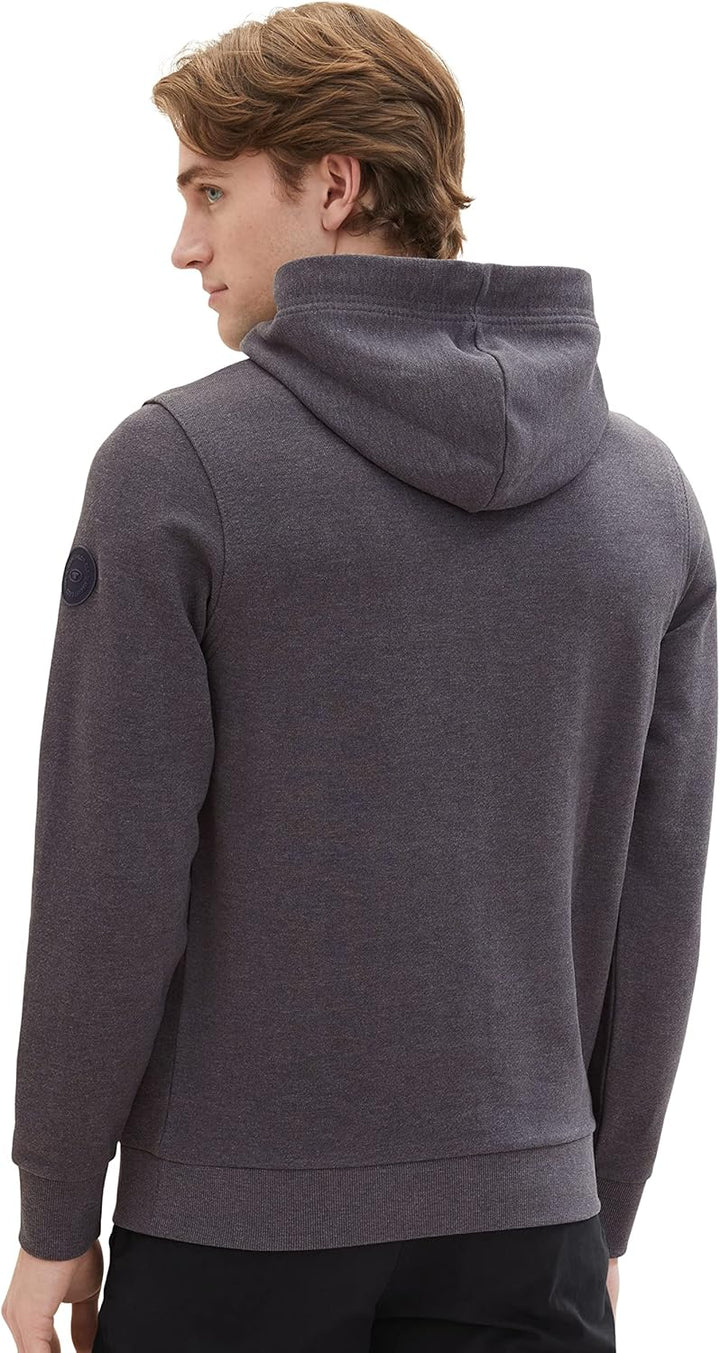 TOM TAILOR Herren Sweatshirt Hoodie mit Logo-Print XL 11086-dark Grey Melange, XL 11086-dark Grey Me