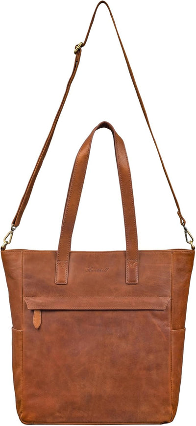 Benthill Shopper Damen Leder Gross - Ledertasche mit Reissverschluss - Umhängetasche aus Echtleder -