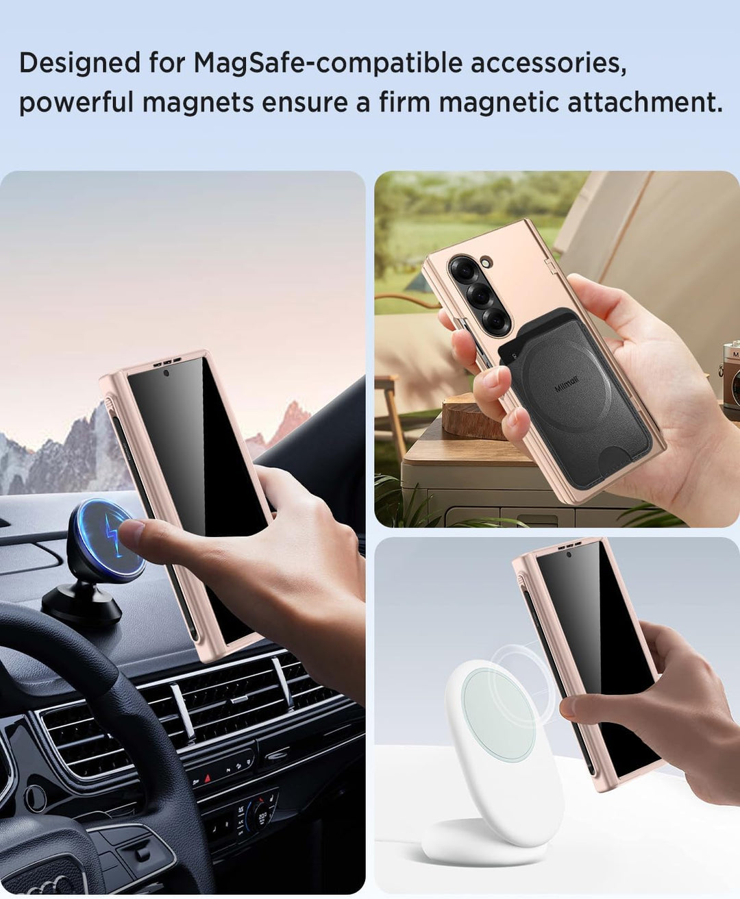 Miimall Magnetisch Hülle Kompatibel mit Samsung Galaxy Z Fold 6 Hülle mit S-Pen & Stifthalter, [Anti