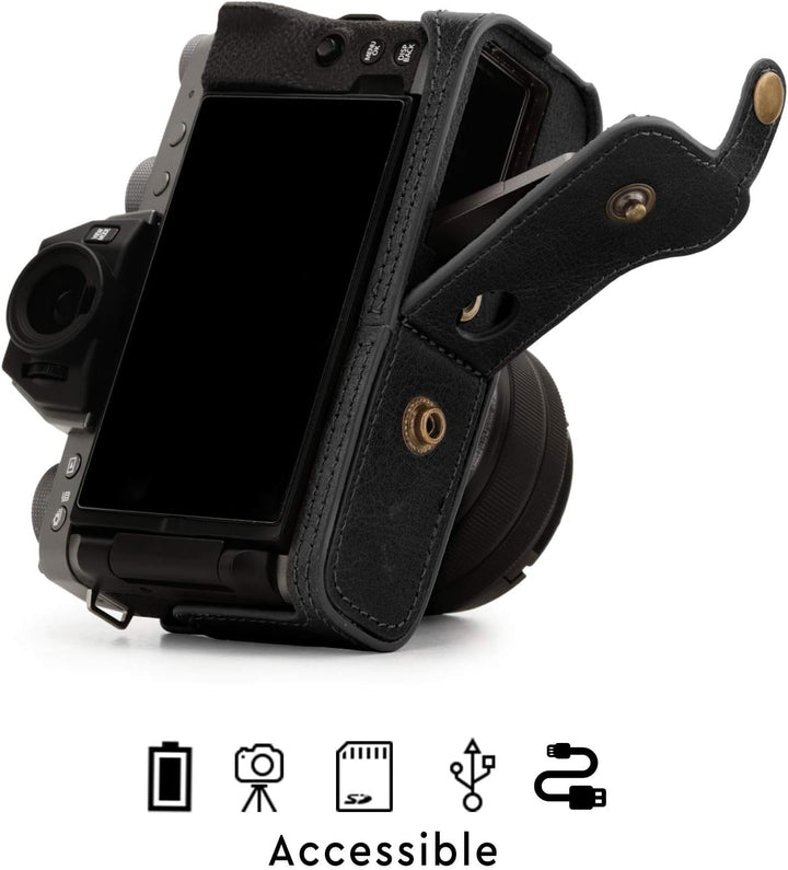 MegaGear MG1883 Ever Ready Kameratasche aus Echtleder, kompatibel mit Fujifilm X-T200 (XC15-45 mm),