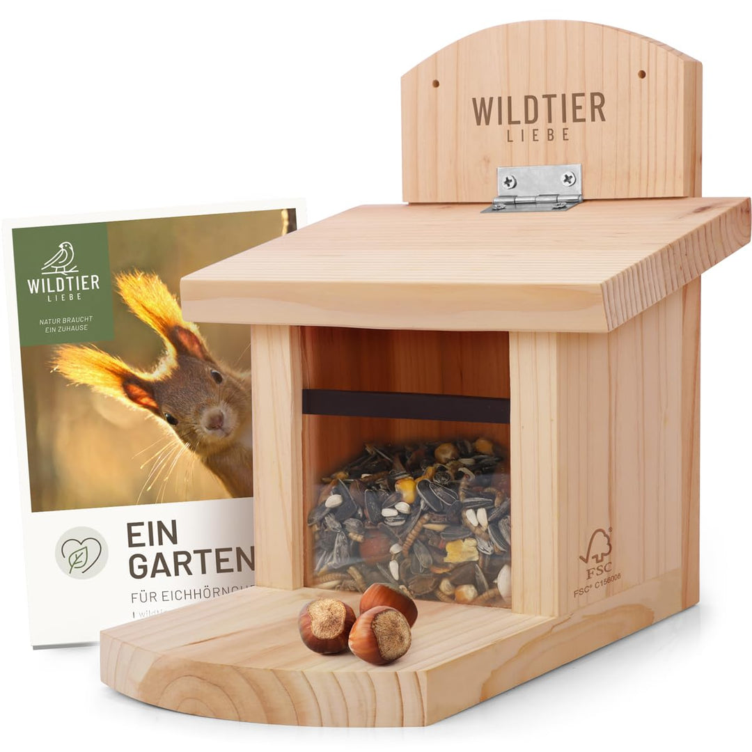 wildtier liebe Eichhörnchen Futterhaus wetterfest I aus verschraubtem Massiv-Holz Futterstelle I Fut