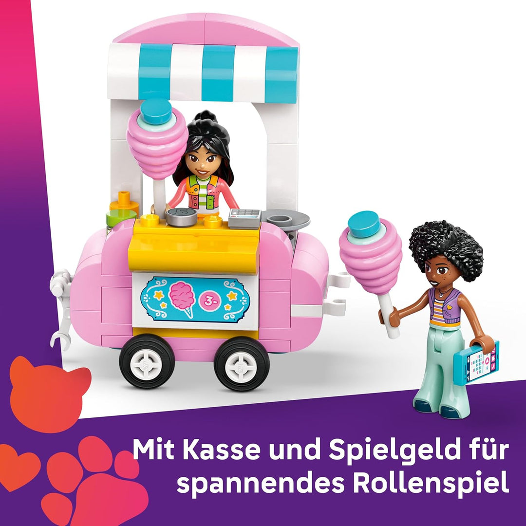LEGO Friends Zuckerwattestand, Spielset für kreative Rollenspiele mit 2 Minifiguren, fahrbarem Stand