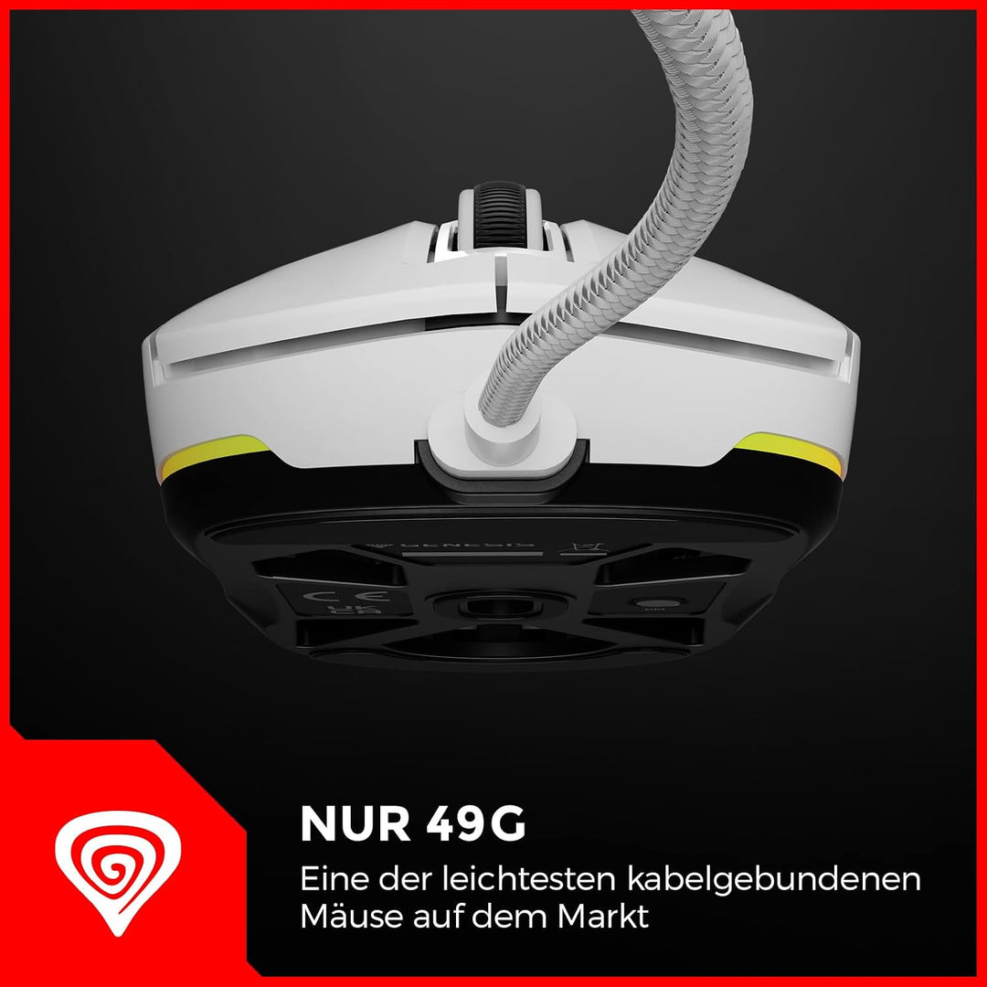Genesis Krypton 660 Gaming Maus kabelgebunden Weiss, 12000 DPI USB Gaming Mouse, PixArt PAW3327, 49g