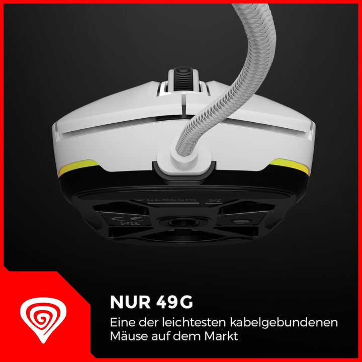 Genesis Krypton 660 Gaming Maus kabelgebunden Weiss, 12000 DPI USB Gaming Mouse, PixArt PAW3327, 49g