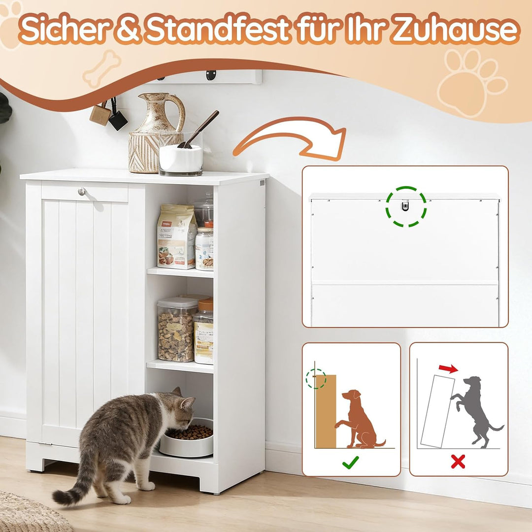 SoBuy Futterschrank Hund Katzenklo Schrank mit Stauraum Weiss 60x86x37cm | Multifunktionaler Schrank