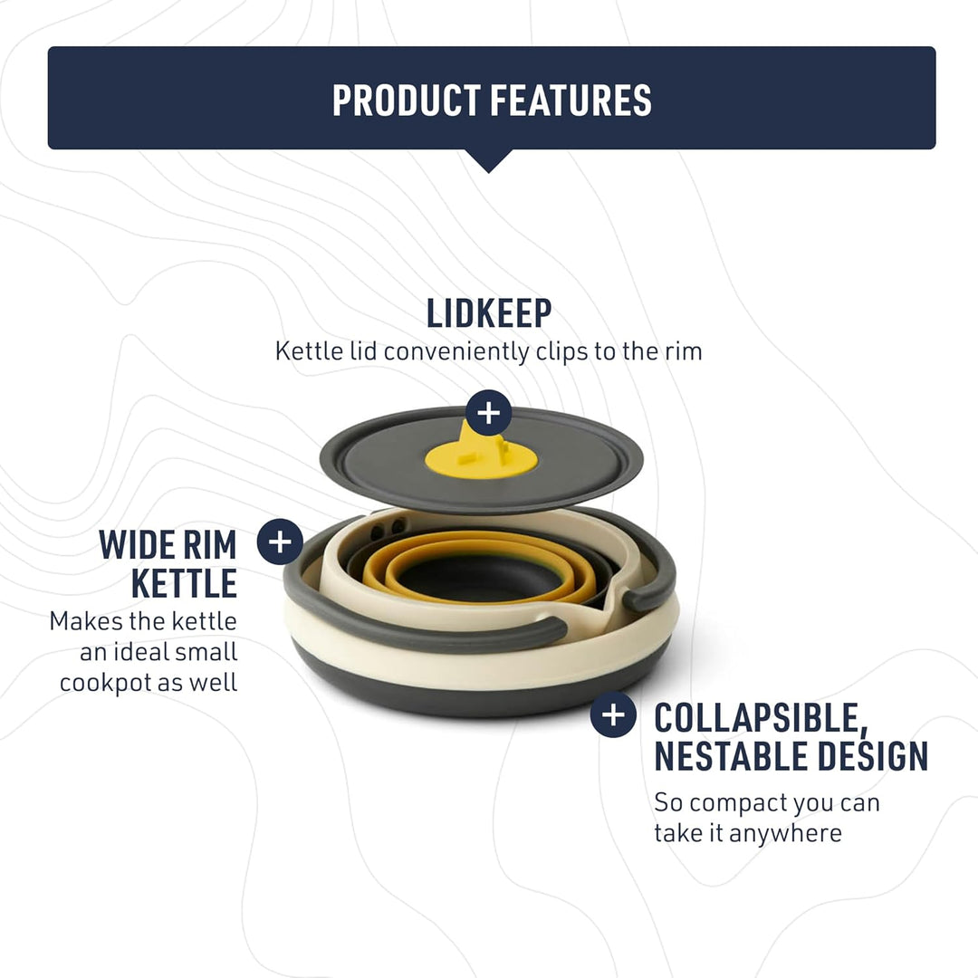 Sea to Summit Frontier Ultraleichtes faltbares Wasserkocher-Set 2 Personen (Wasserkocher, 2 x Tassen