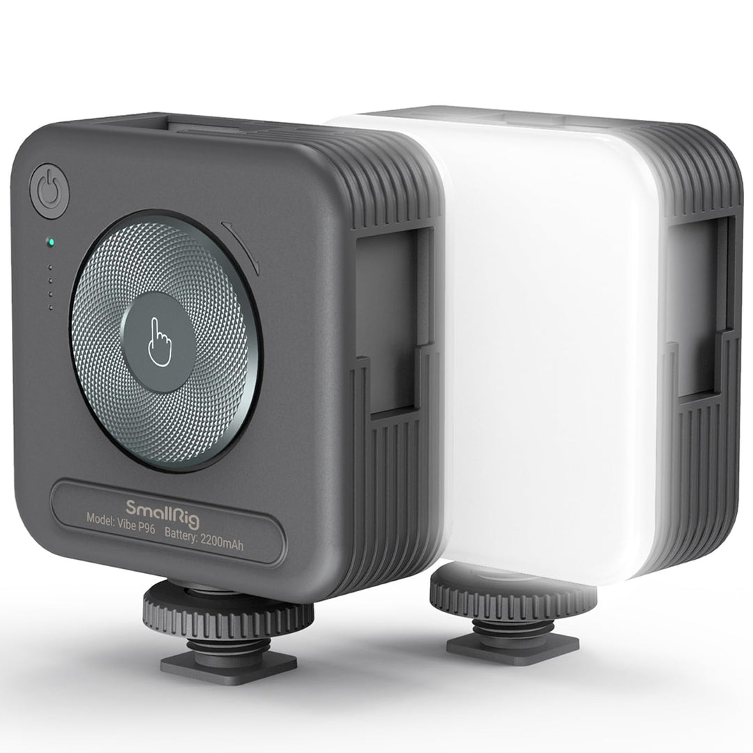 SMALLRIG P96 Mini LED Videoleuchte, 96 LED-Perlen mit Inbegriffen Cold Shoe, 1100Lux@0,3m, 103g, Tra