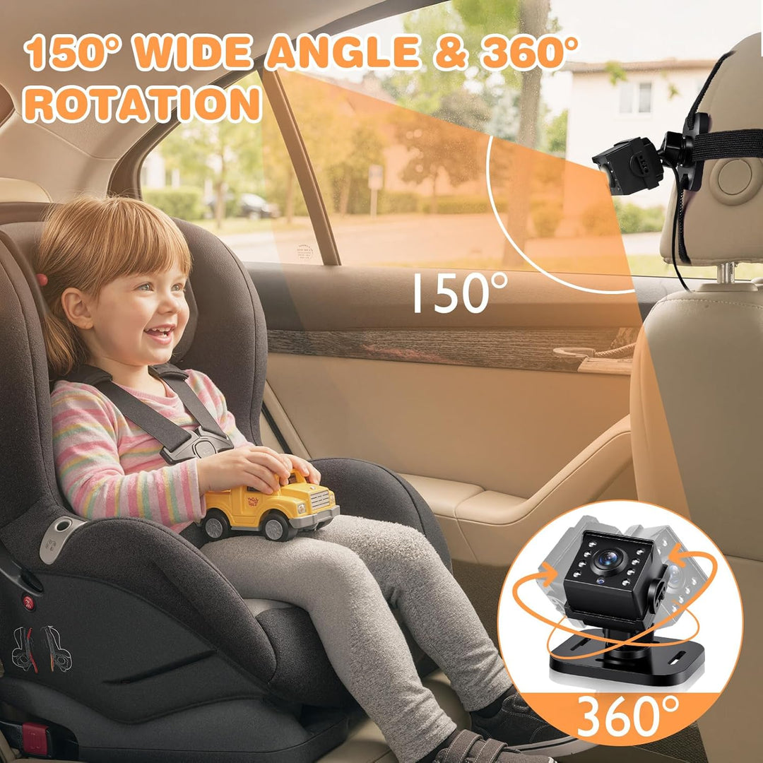 Zacro Baby Kamera Auto, Spiegel Auto Baby Rückbank 1080P, USB-C Plug-and-Play, Baby Autospiege mit H