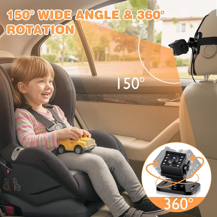 Zacro Baby Kamera Auto, Spiegel Auto Baby Rückbank 1080P, USB-C Plug-and-Play, Baby Autospiege mit H