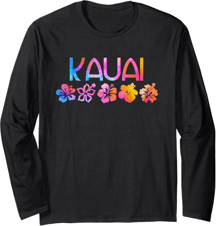 Kauai Beach Island Aloha Travel Surf Hibiscus Tropical Langarmshirt