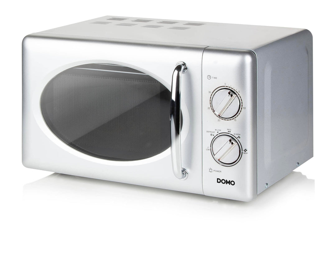 DOMO DO3025 Freistehend Retro Mikrowelle - 6 Leistungsstufen - Mechanische Bedienung - Mit Timer bis