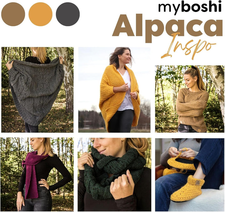 myboshi Alpaca-Wolle zum Häkeln/Stricken, temperaturregulierend, angenehm weich, für Damenoberbeklei