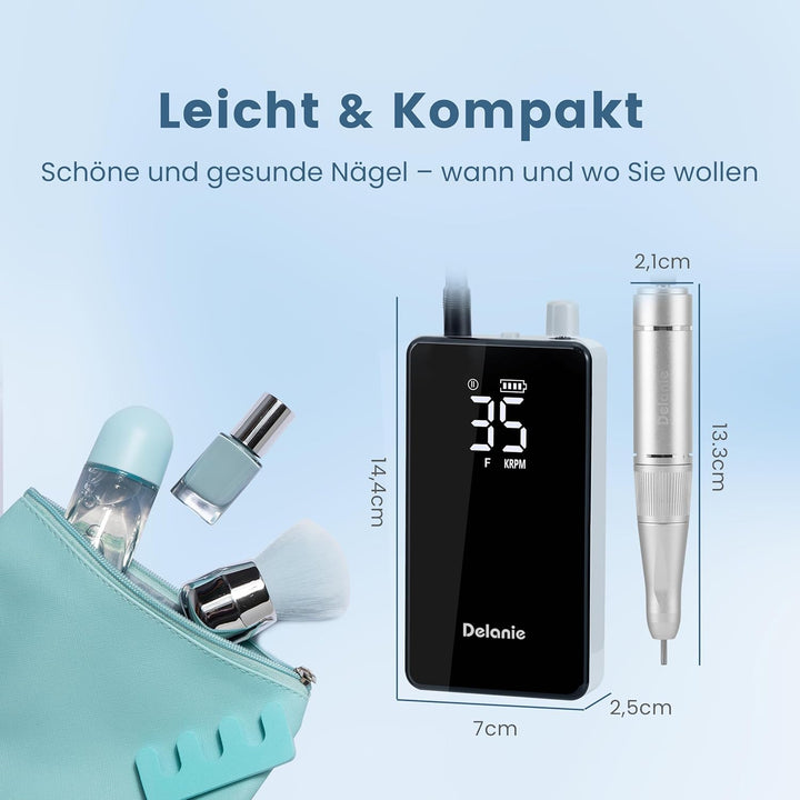 Delanie elektrische Nagelfräser professionell mit 35000 u/min, elektrische Nagelfeile für Gelnägel m