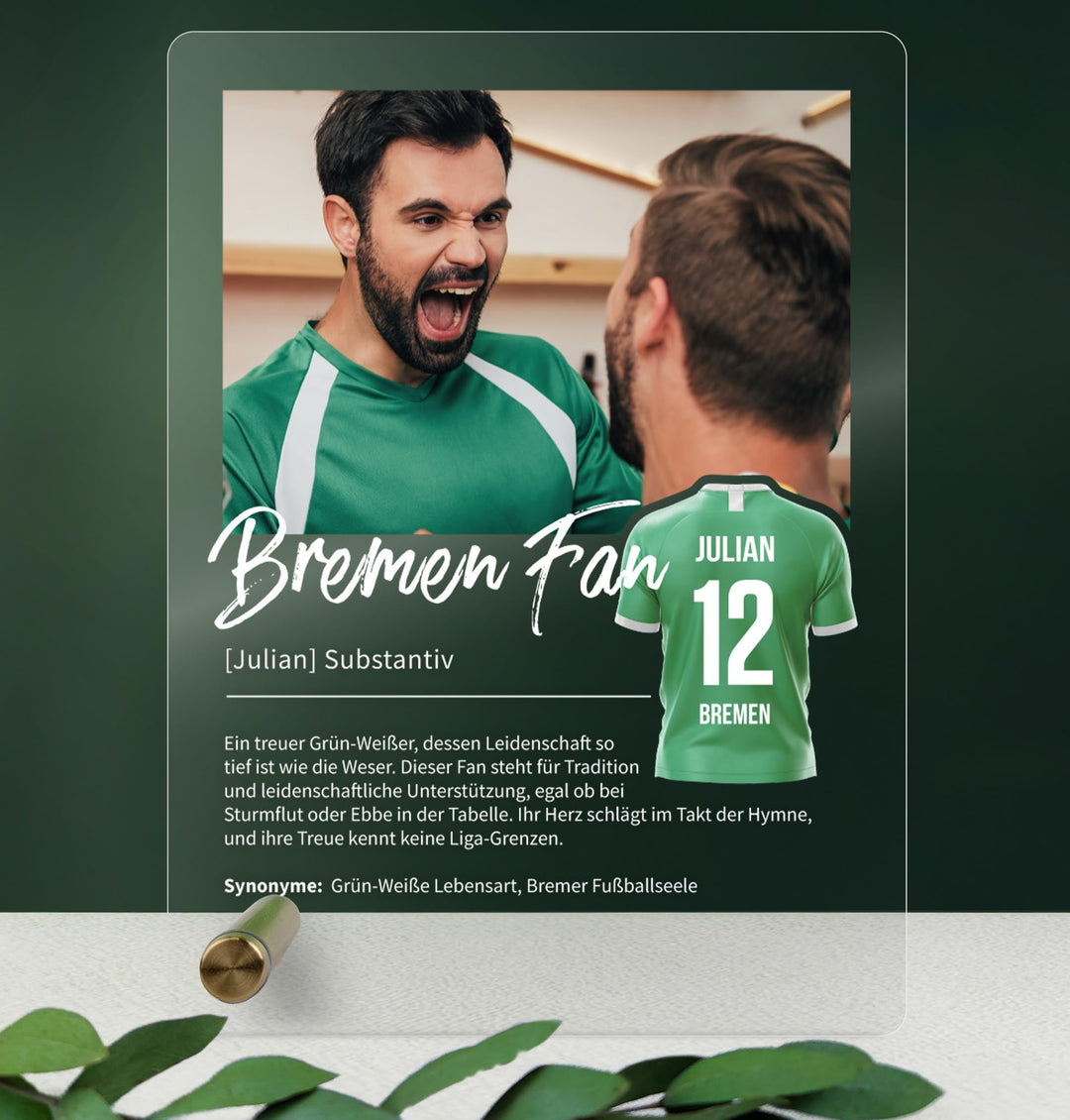 Bremen Geschenk personalisiert - Acryl Geschenk - Definition: Bremen Fan - Bremen Fanartikel, Bremen