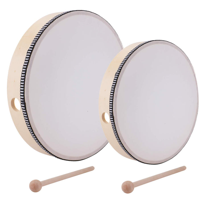 Lawei 2 Stück Handtrommel mit Schlägel 25,5 cm & 20 cm Percussion Trommel für Kinder Rahmen Trommel