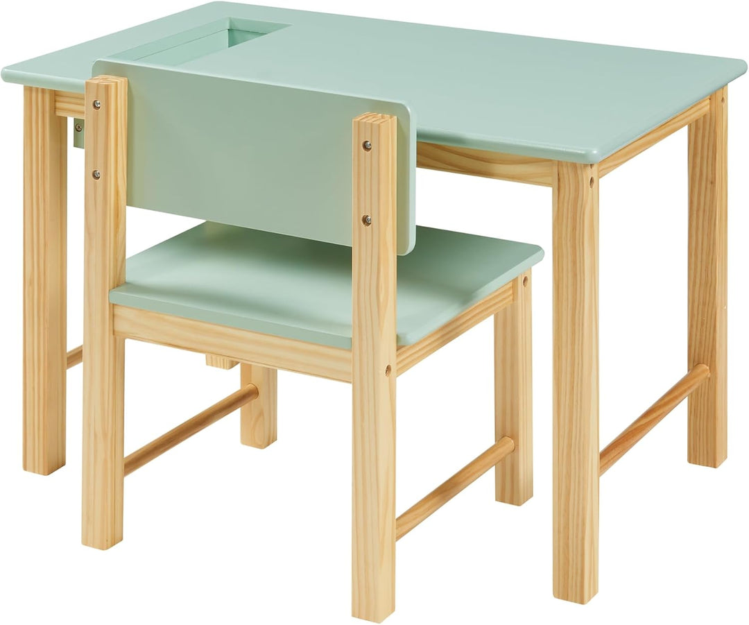 [en.casa] Kinderschreibtisch Set mit Stuhl Skjåk Kindertisch mit integriertem Fach Schreibtischstuhl