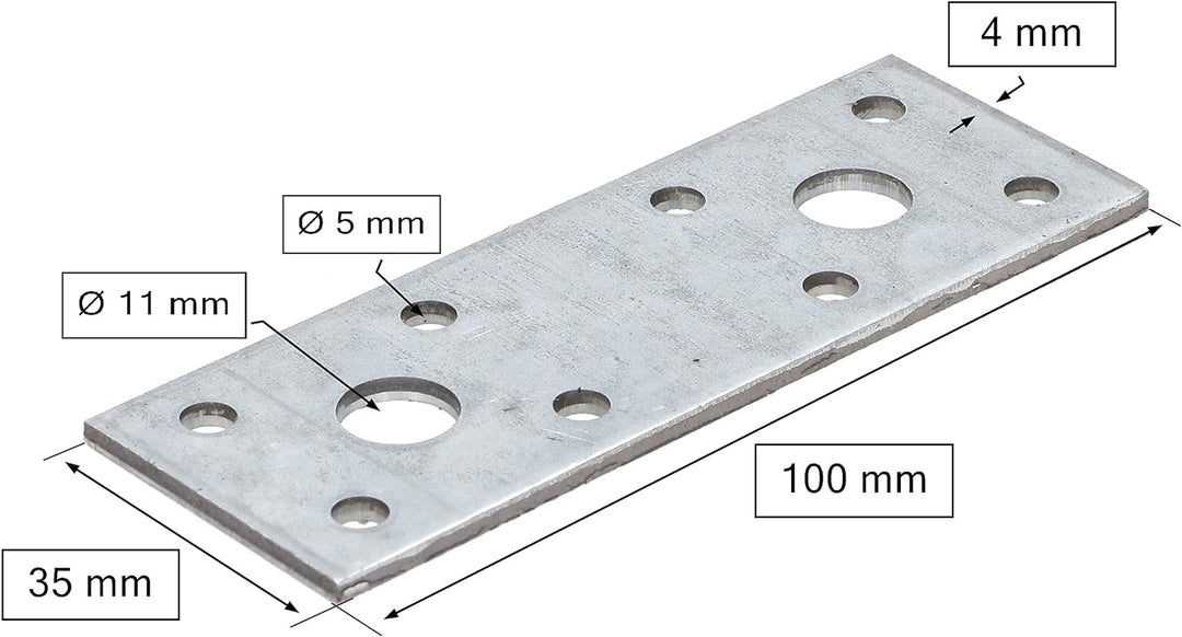 KOTARBAU Lochplatten 116 x 40 mm Verzinkt Silber Flachverbinder Holzverbinder Innen – Aussenbereich