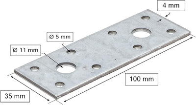 KOTARBAU Lochplatten 116 x 40 mm Verzinkt Silber Flachverbinder Holzverbinder Innen – Aussenbereich