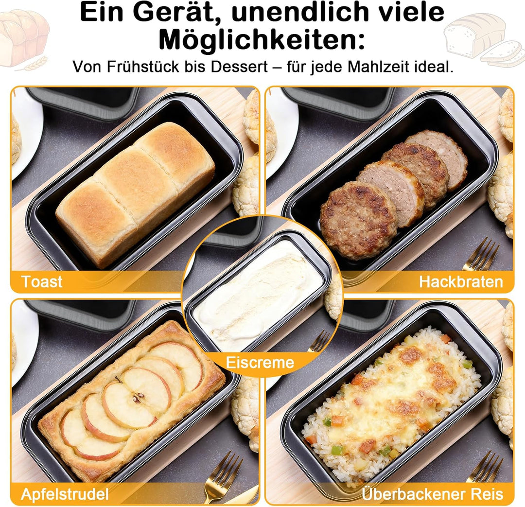 2 Stück Brotbackform Kasten Set, 2 Kastenform Brot 27.5x15x6cm mit 2 Backmatte Antihaft, Rechteckig