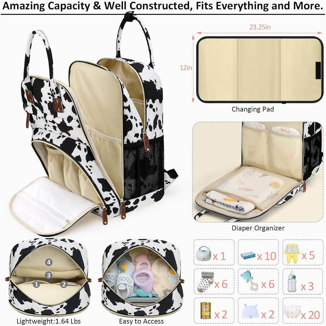Diaper Bag Backpack Tote for Women Large Capacity, Baby Bag with Insulated Pockets Multifunctional D