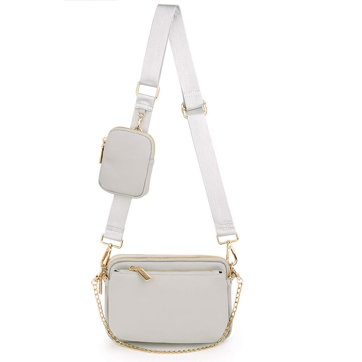 Umhängetasche Damen 3 in 1 Crossbody Bag Damen Breiter Gurt mit Münzbeutel Handtasche mit Abnehmbare