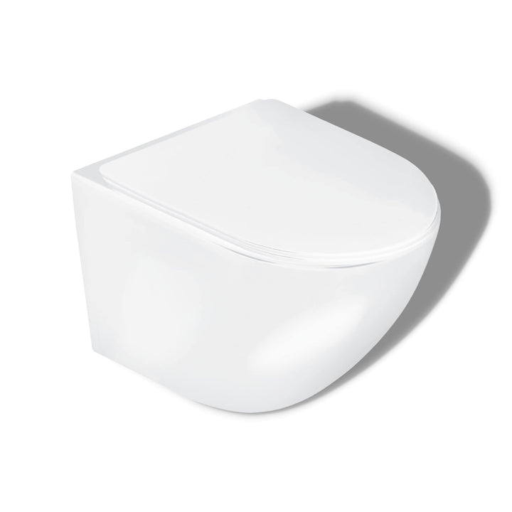 KOLMAN Wand-WC Delos Spülrandloses Weiss mit Slim Soft-close Absenkautomatik Deckel und Schallschutz