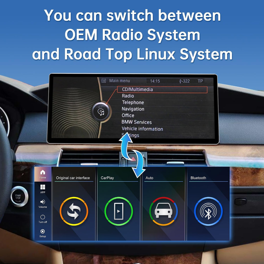 Road Top 12,3 Zoll Ultraschmaler Autoradio Carplay für BMW 5er CIC | für BMW 5er E60/E61 mit CIC (20