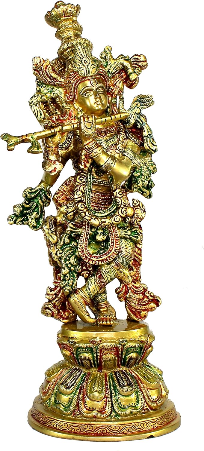 eSplanade - Messing Krishna - mittlere Grösse - Messing Kishan Krishna Murti Idol Statue Skulptur (1