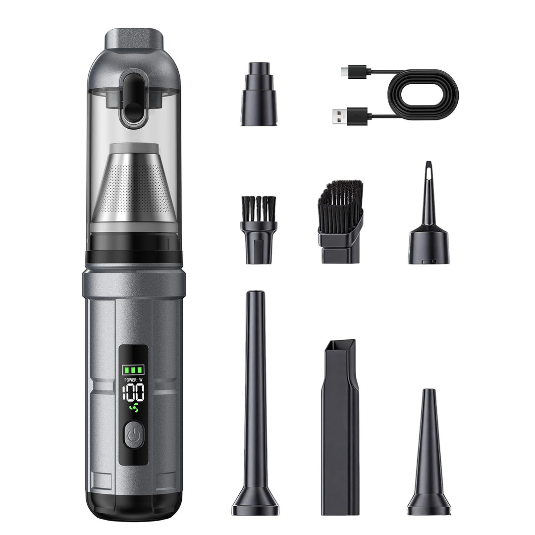 Handstaubsauger, 26000 Pa 4-In-1 Mini Staubsauger Akku Kabellos mit Digitalanzeige 1-Knopf-Selbstent