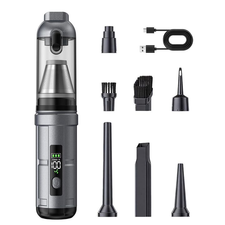 Handstaubsauger, 26000 Pa 4-In-1 Mini Staubsauger Akku Kabellos mit Digitalanzeige 1-Knopf-Selbstent